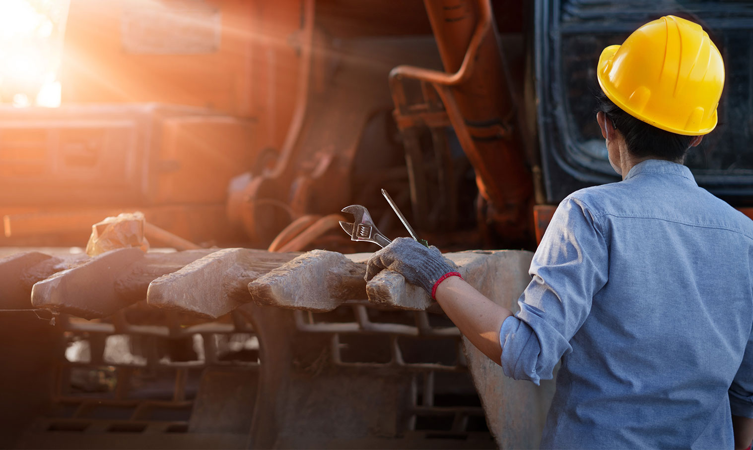 Professional engineer women working on construction site 